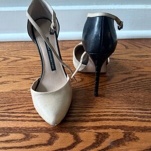 French Connection Two-Tone Black and Cream Heels